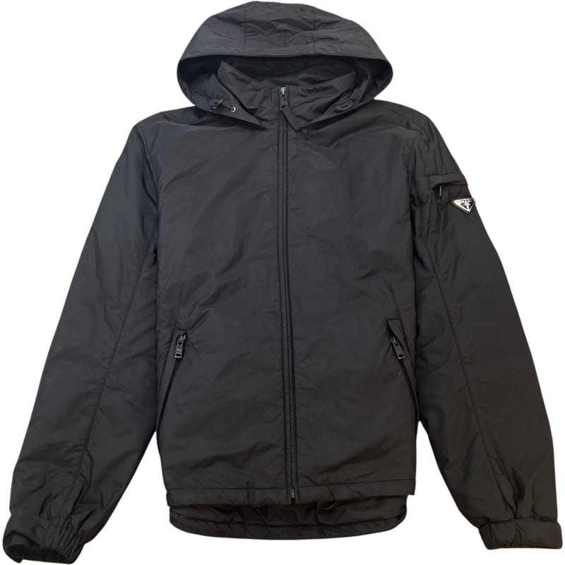 Men's Nylon Triangle Plaque Windbreaker Black Size S