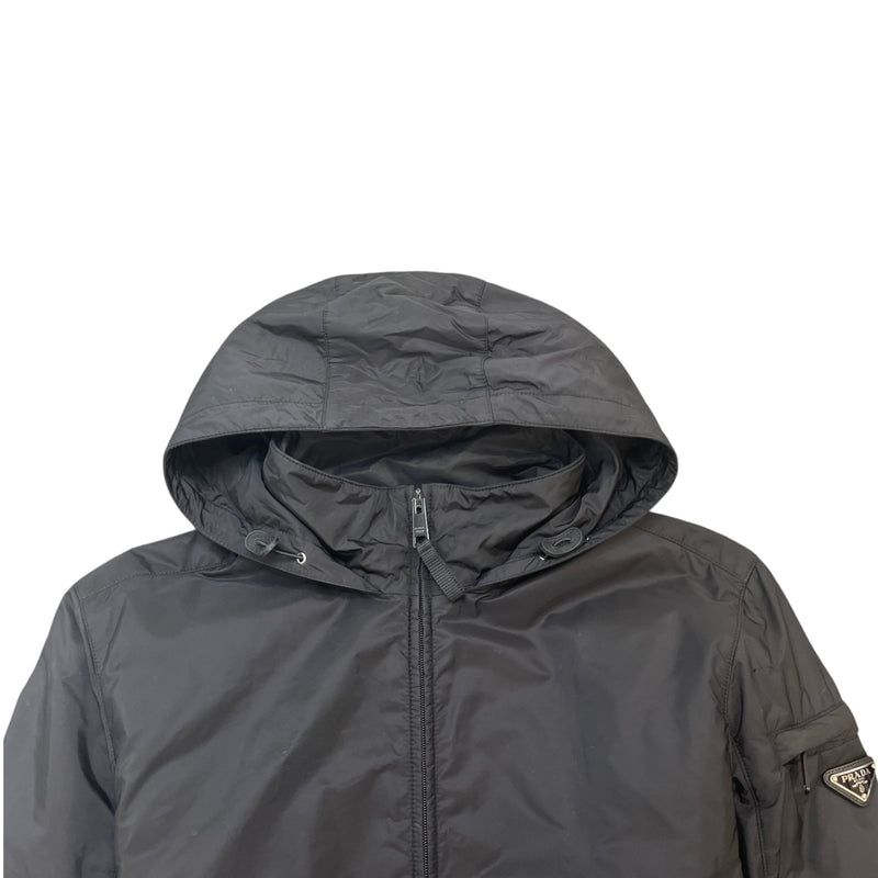 Men's Nylon Triangle Plaque Windbreaker Black Size S