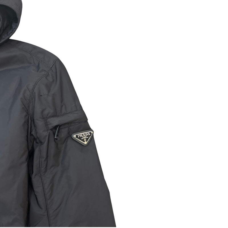 Men's Nylon Triangle Plaque Windbreaker Black Size S