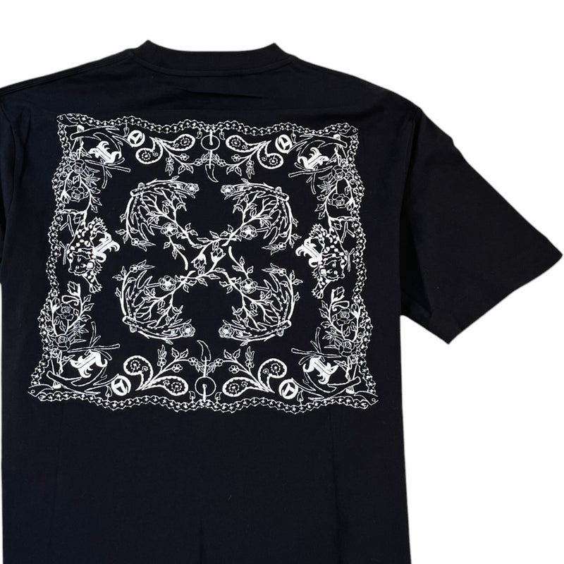 Men's Tattoo Bandana Arrow Embroidery T-Shirt Black Size S