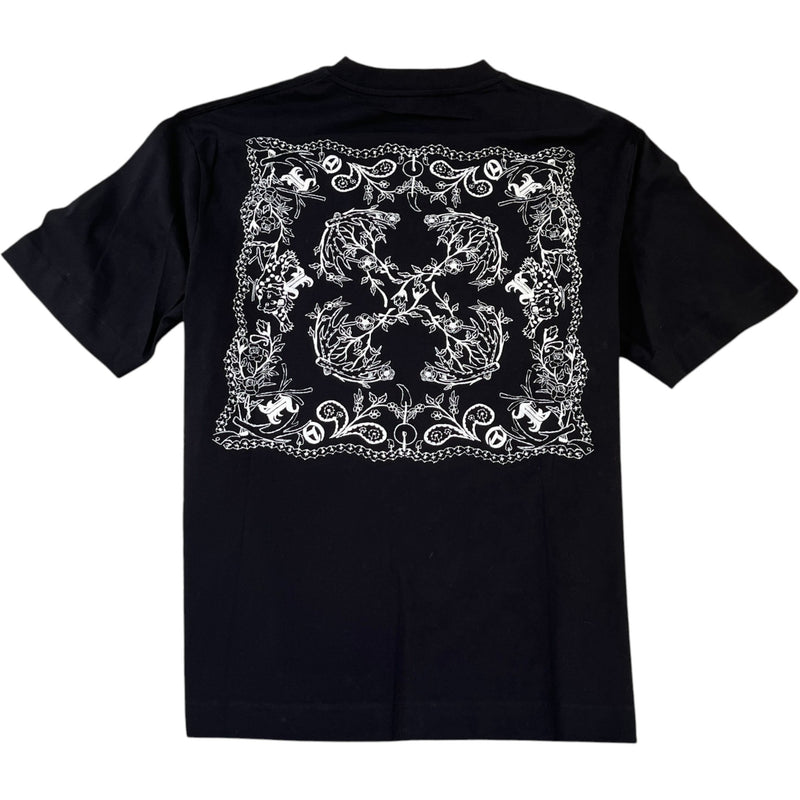 Men's Tattoo Bandana Arrow Embroidery T-Shirt Black Size S