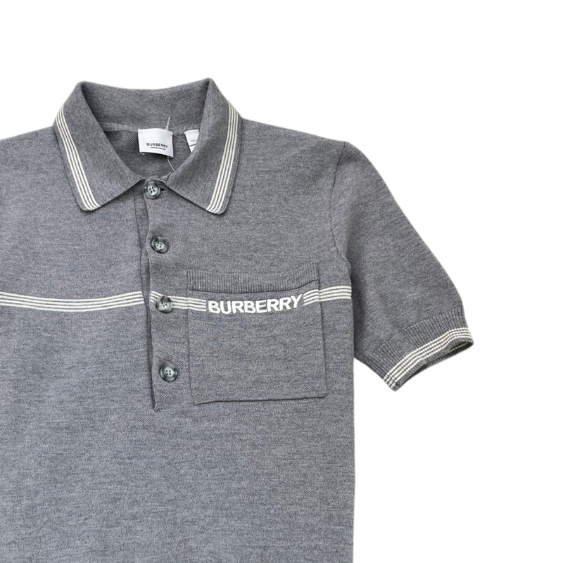 Men's Embroidered Logo Knit Polo Shirt Grey Size S