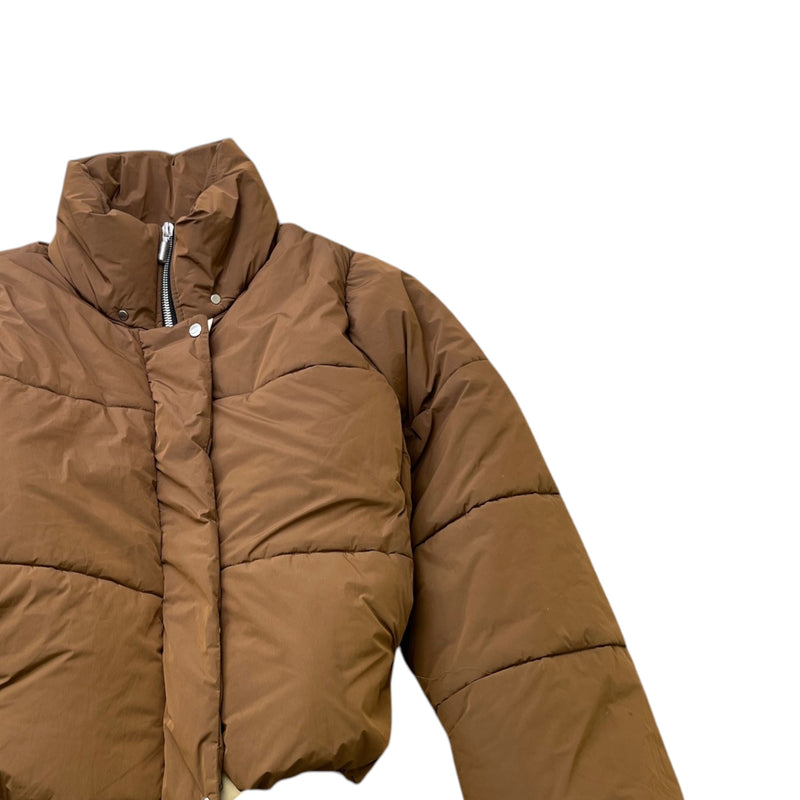 Men's Logo Print Down Jacket Brown Size M