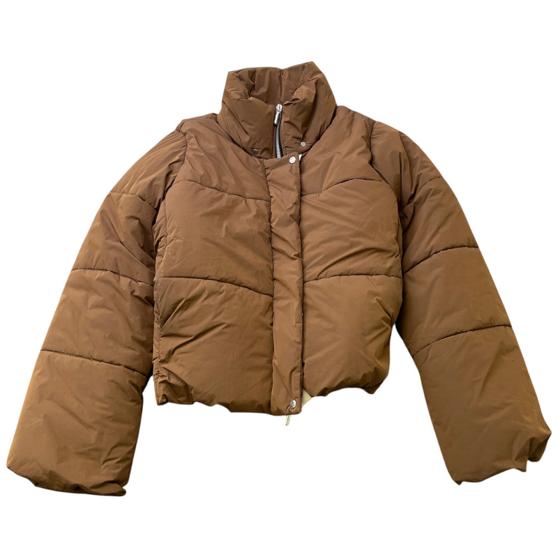 Men's Logo Print Down Jacket Brown Size M