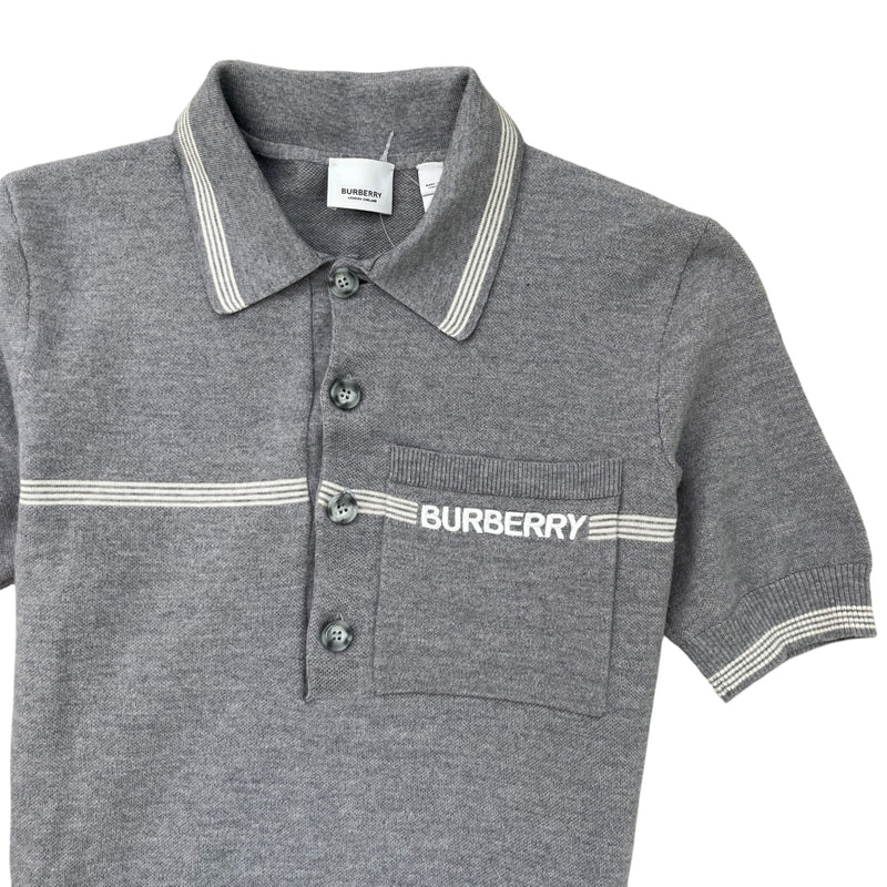 Men's Embroidered Logo Knit Polo Shirt Grey Size S
