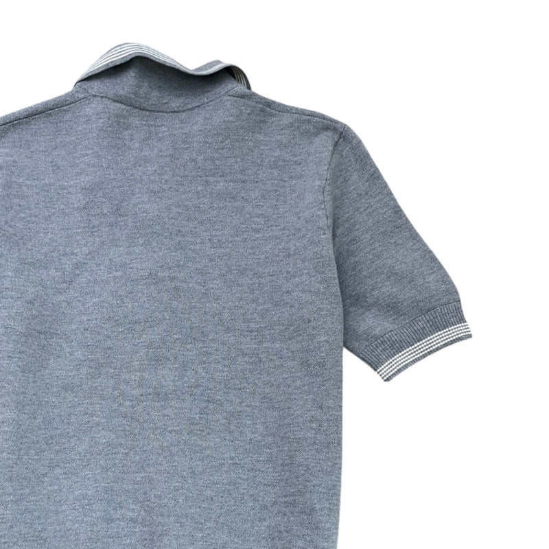 Men's Embroidered Logo Knit Polo Shirt Grey Size S