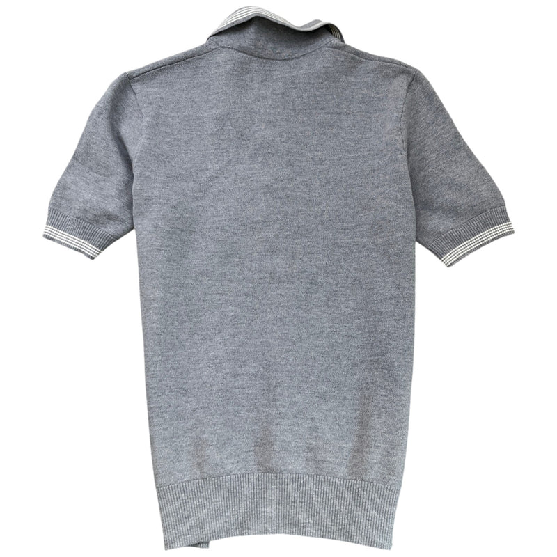 Men's Embroidered Logo Knit Polo Shirt Grey Size S