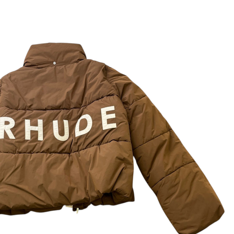 Men's Logo Print Down Jacket Brown Size M