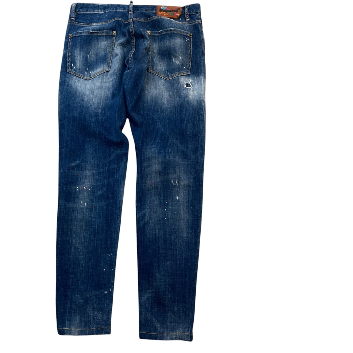 Men's Distressed Paint Splatter Jeans Blue Size XL / W36 - Photo 2