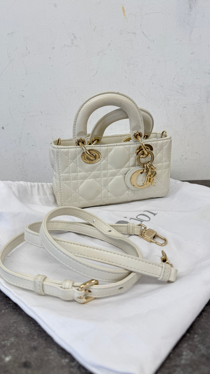 Women's Lady D-Joy Micro Latte Cannage Handbag Cream