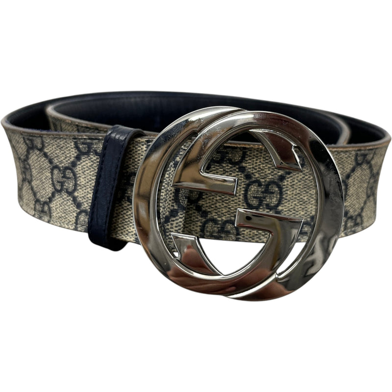 Men's Interlocking GG Supreme Belt Beige Size 30"