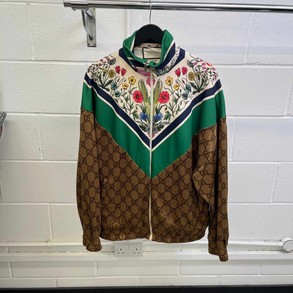 Men's Floral GG Jacket Brown Size M - Photo 8