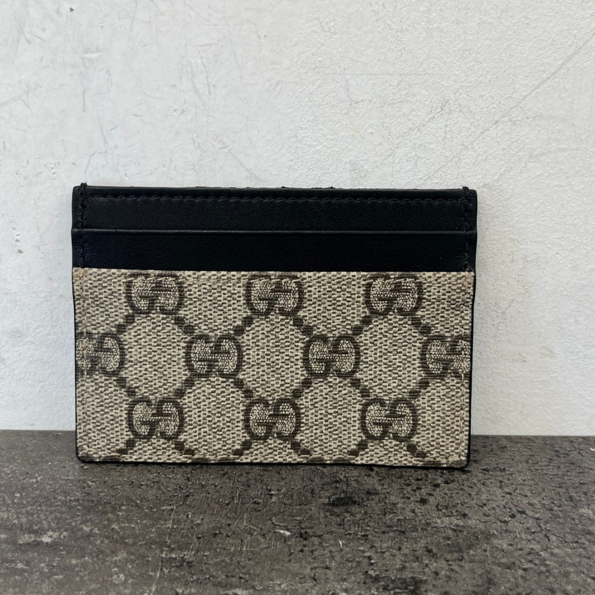 Men's GG Supreme Card Holder Black - Photo 7