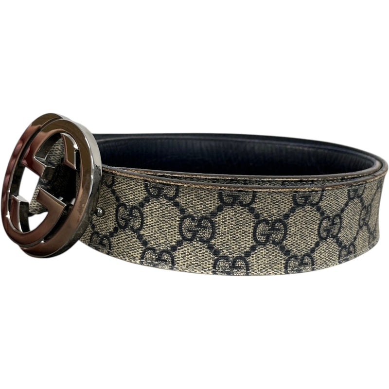 Men's Interlocking GG Supreme Belt Beige Size 30"
