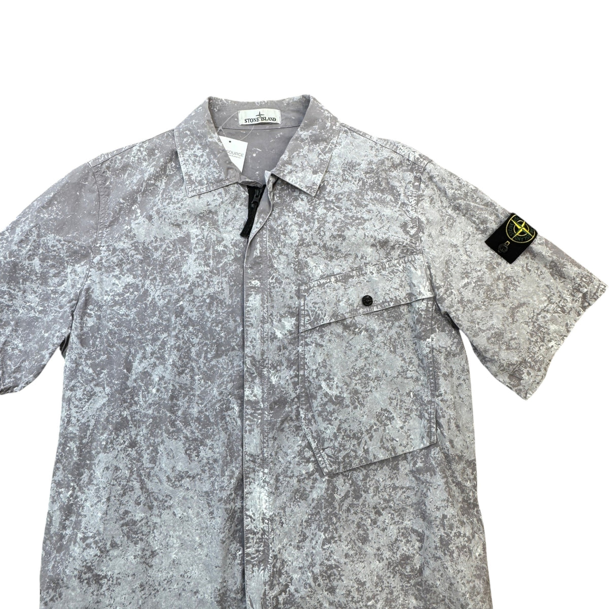 Men's Applique Logo Pigment Shirt Grey Size L - Photo 5