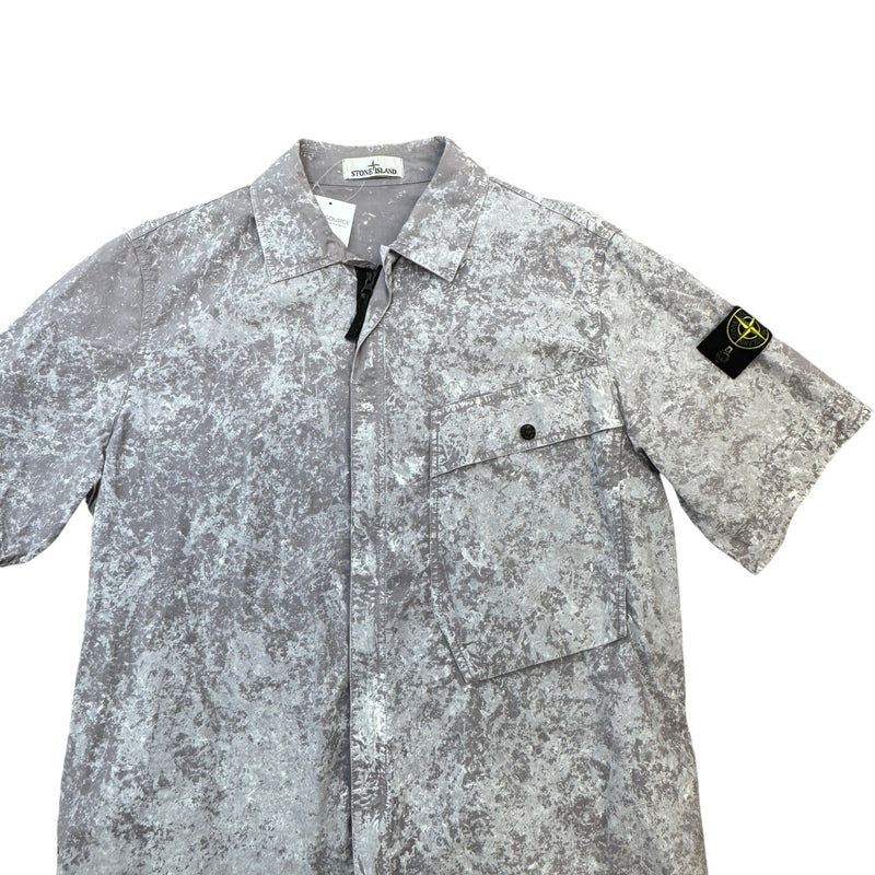 Men's Applique Logo Pigment Shirt Grey Size L