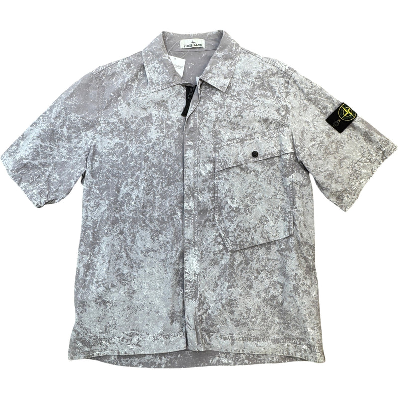 Men's Applique Logo Pigment Shirt Grey Size L