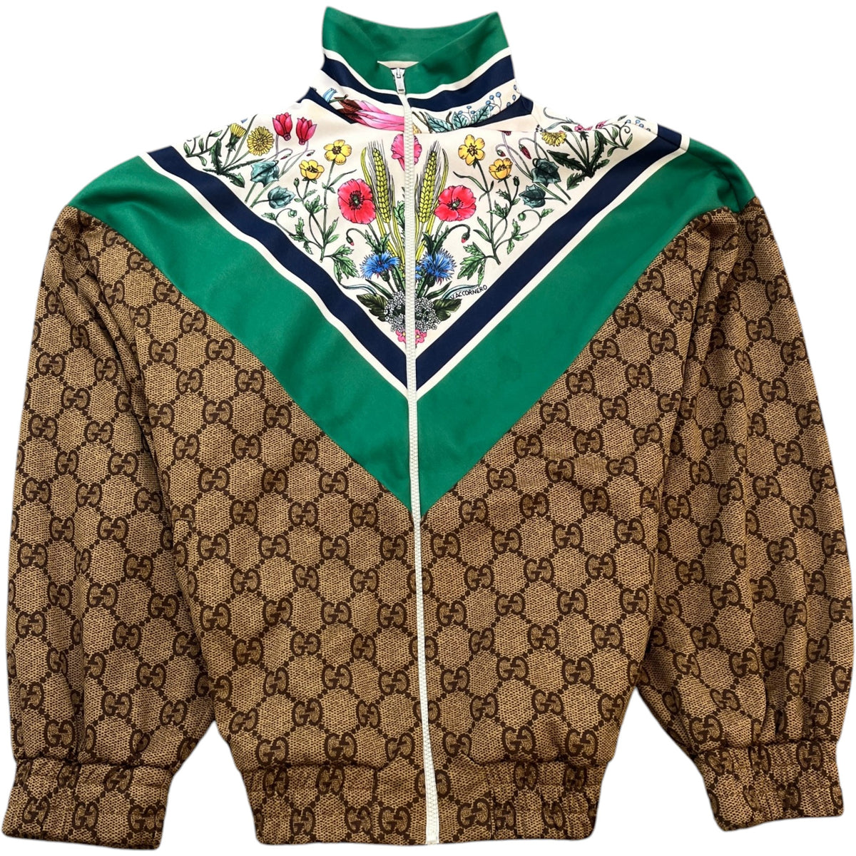 Men's Floral GG Jacket Brown Size M - Photo 1