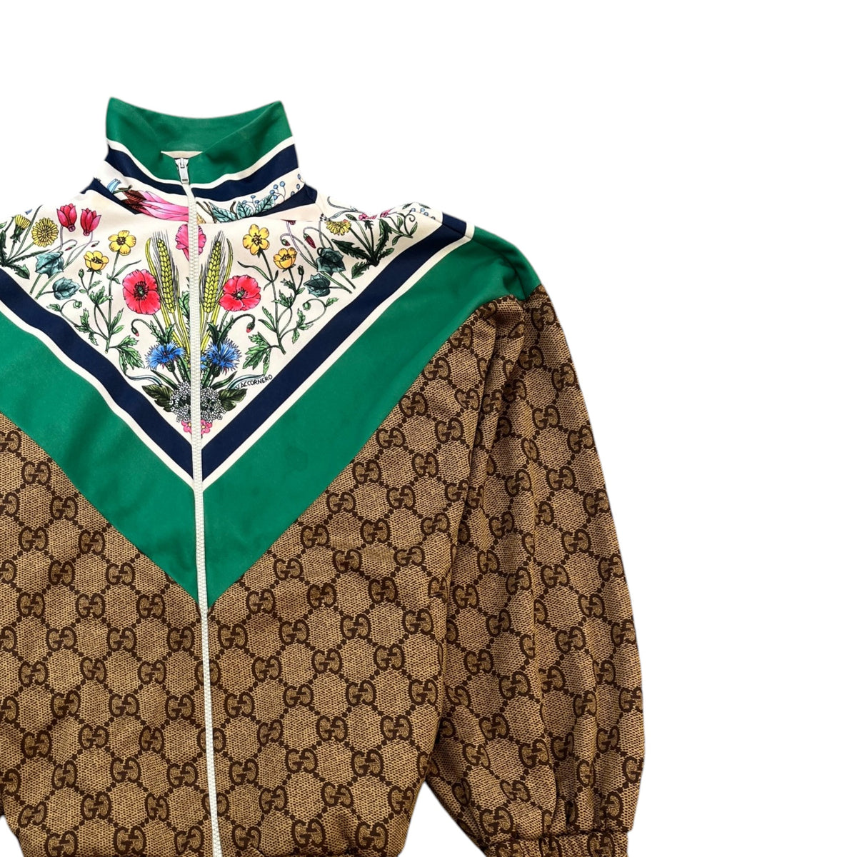 Men's Floral GG Jacket Brown Size M - Photo 3
