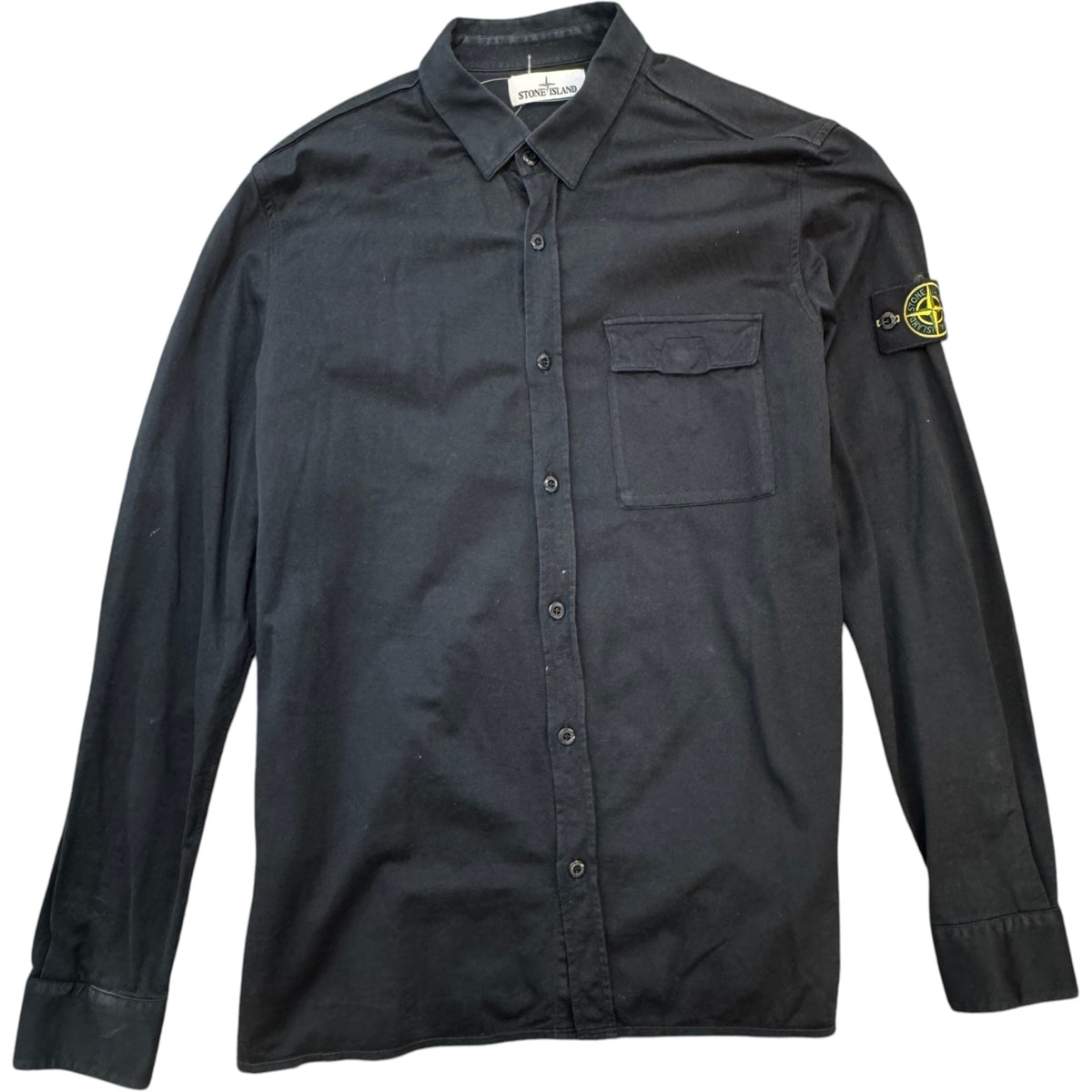 Men's Applique Logo Long Sleeve Shirt Black Size XXL - Photo 1
