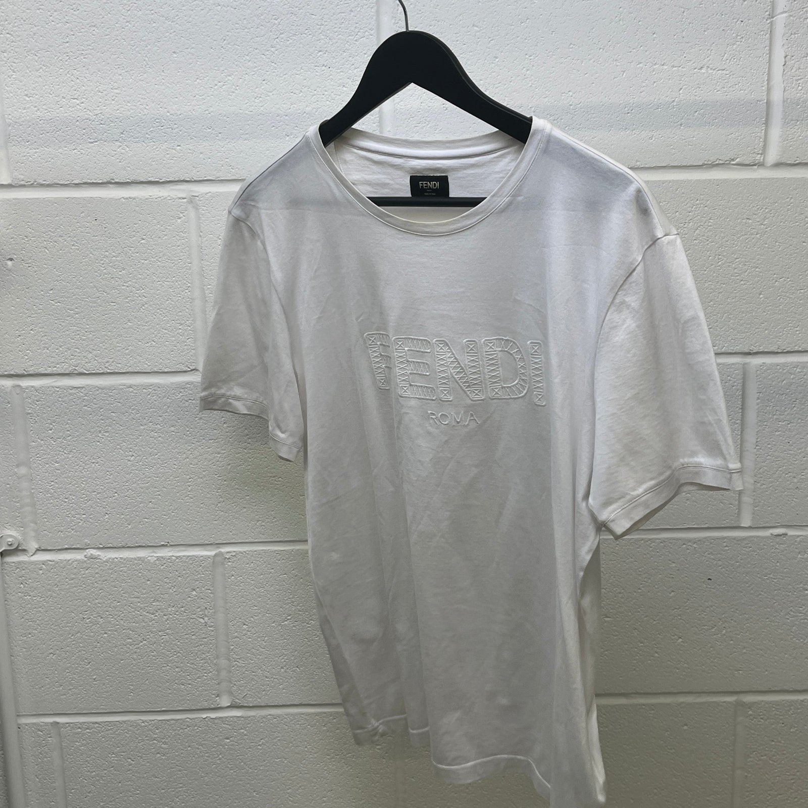 Men's Embroidered Logo T-Shirt White Size XXL - Photo 10