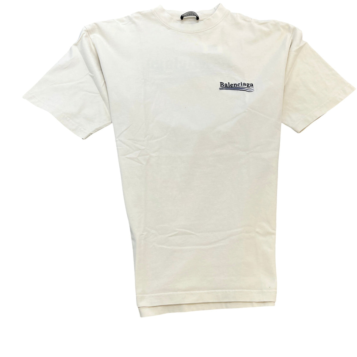Men's Political Campaign Embroidered Logo T-Shirt Cream Size S - Photo 1