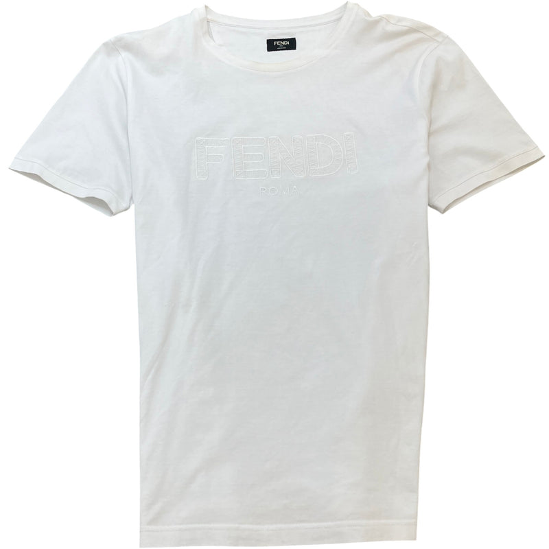 Men's Embroidered Logo T-Shirt White Size XXL