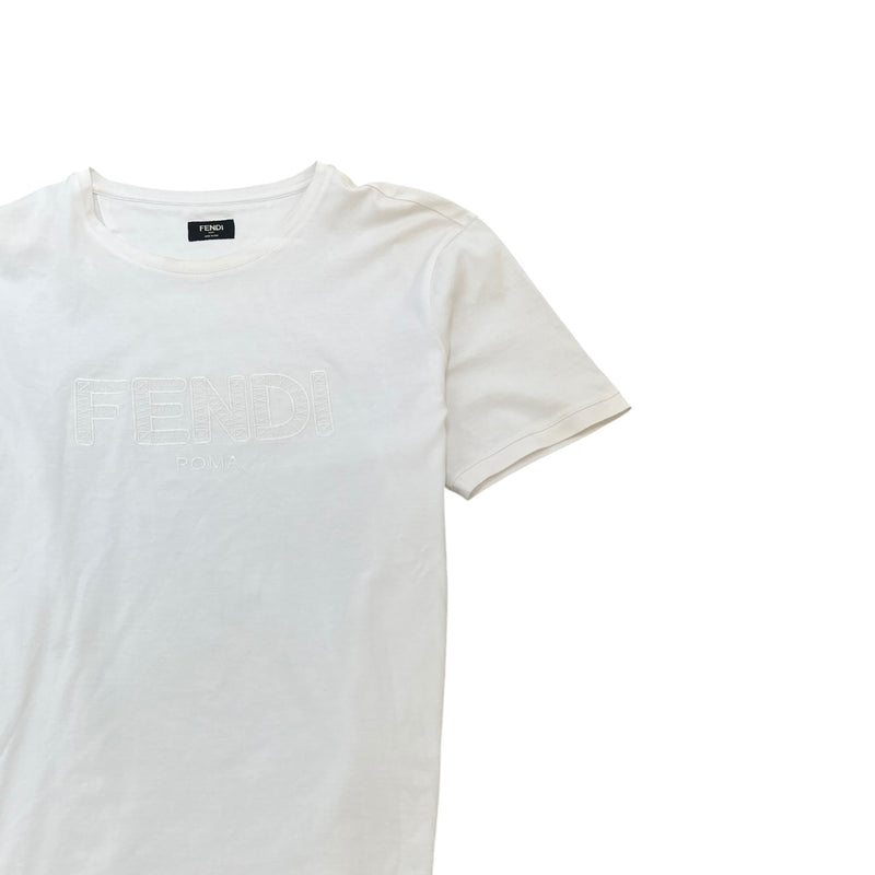 Men's Embroidered Logo T-Shirt White Size XXL