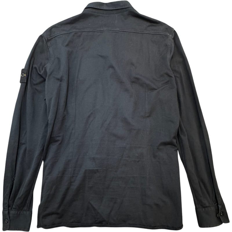 Men's Applique Logo Long Sleeve Shirt Black Size XXL