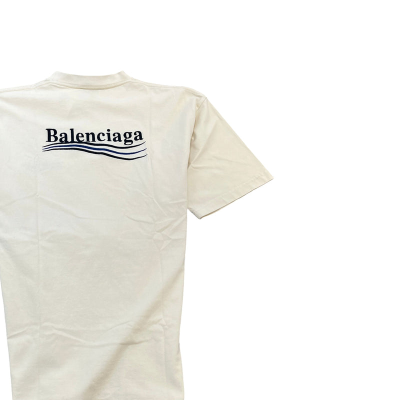 Men's Political Campaign Embroidered Logo T-Shirt Cream Size S