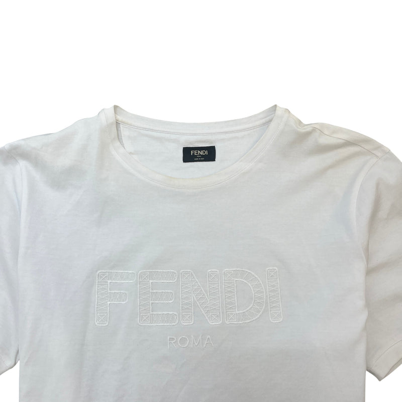 Men's Embroidered Logo T-Shirt White Size XXL
