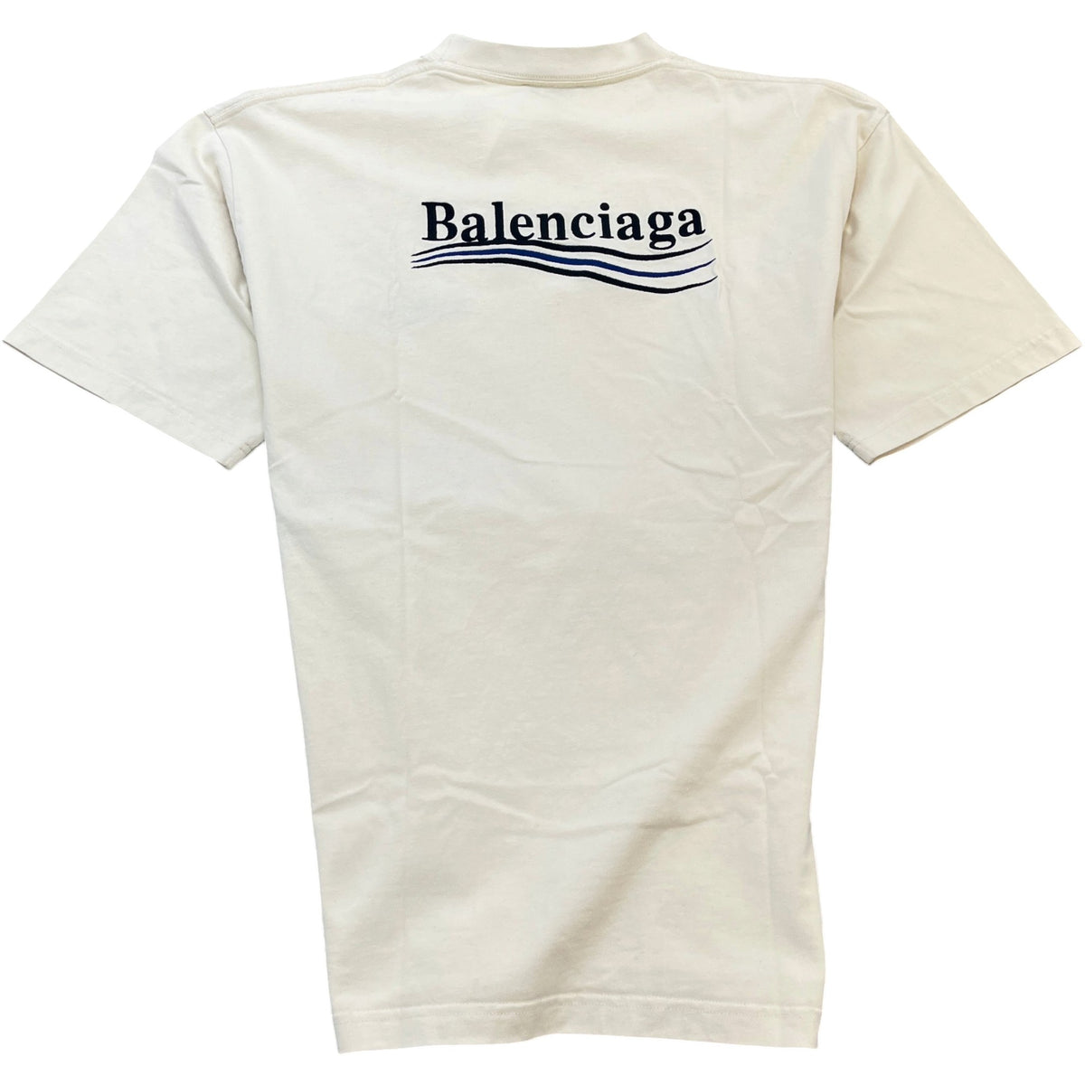 Men's Political Campaign Embroidered Logo T-Shirt Cream Size S - Photo 2
