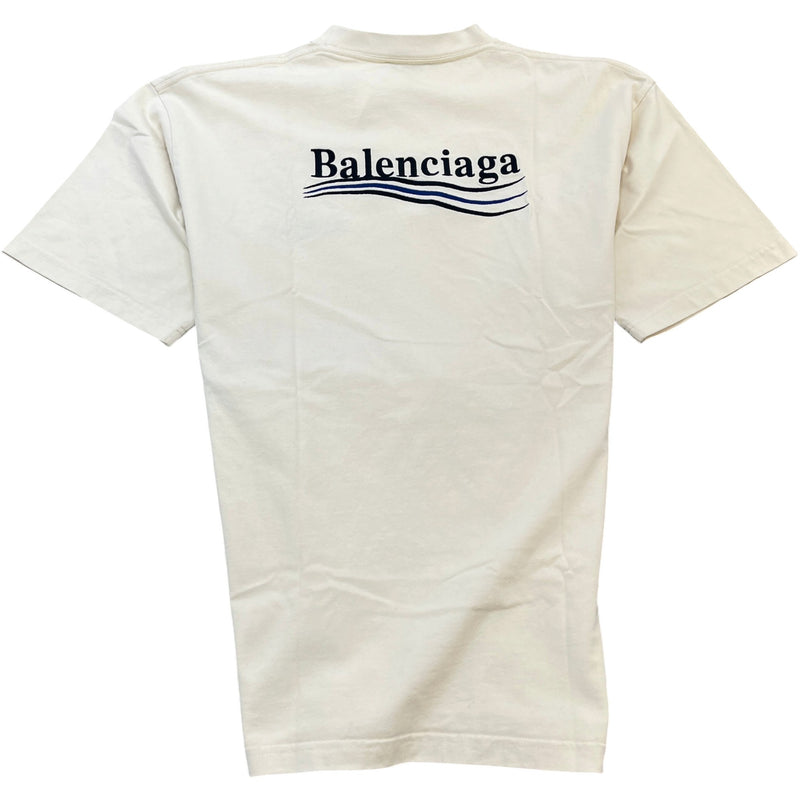 Men's Political Campaign Embroidered Logo T-Shirt Cream Size S