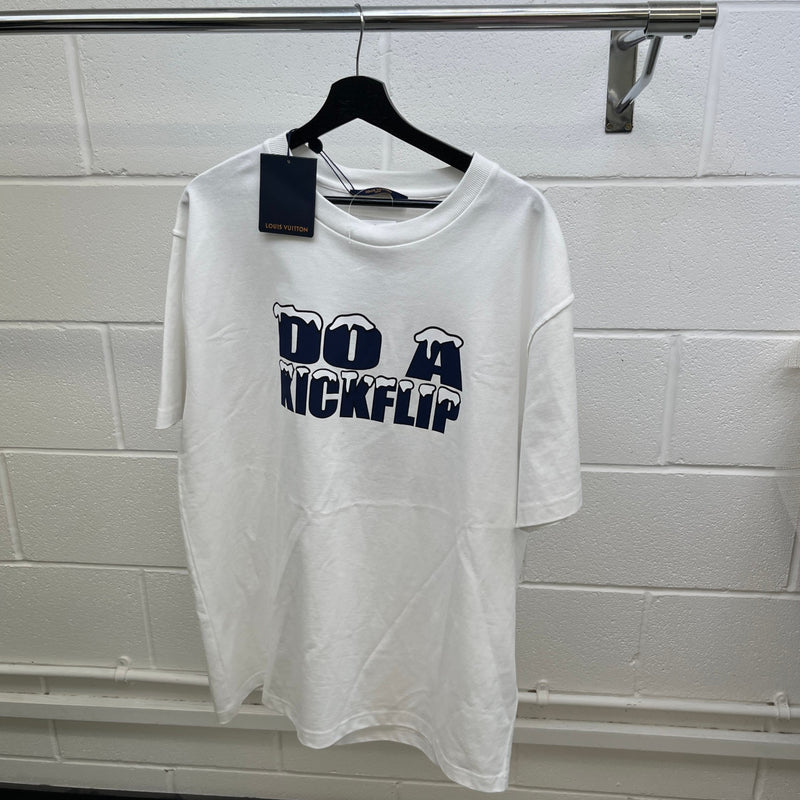 Men's Do A Kickflip Graphic T-Shirt White Size XL