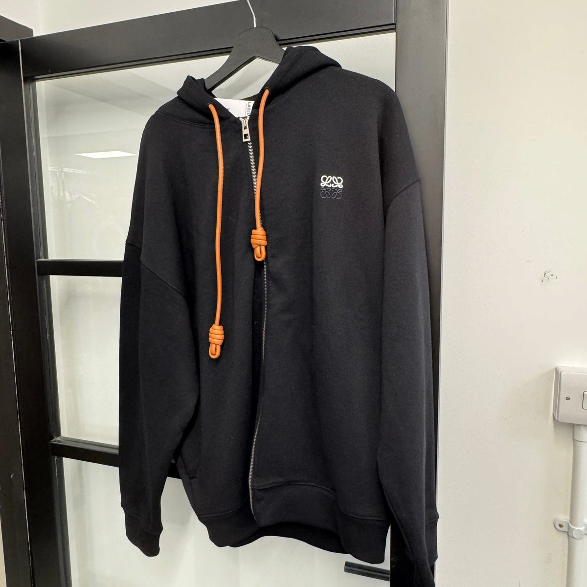 Men's Anagram Embroidered Zip Up Hoodie Black Size L - Photo 8