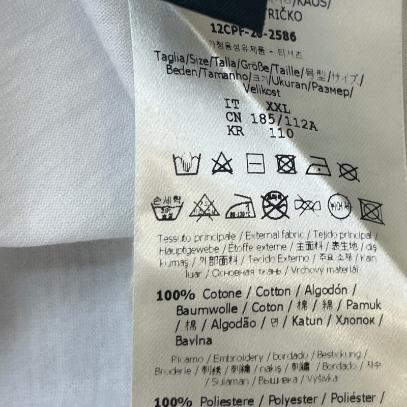 Men's Embroidered Logo T-Shirt White Size XXL