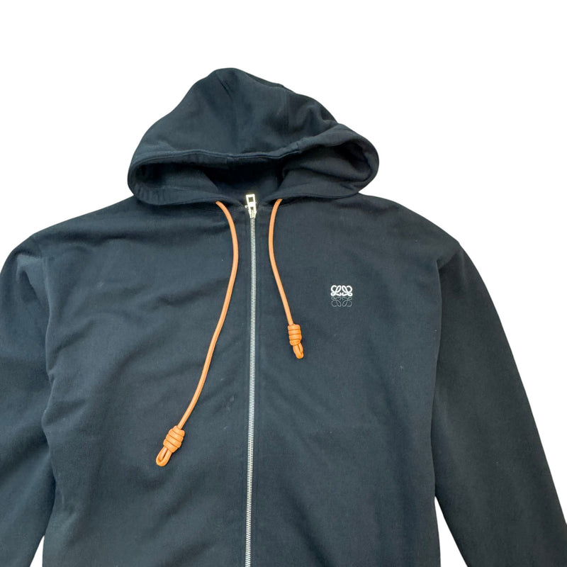 Men's Anagram Embroidered Zip Up Hoodie Black Size L