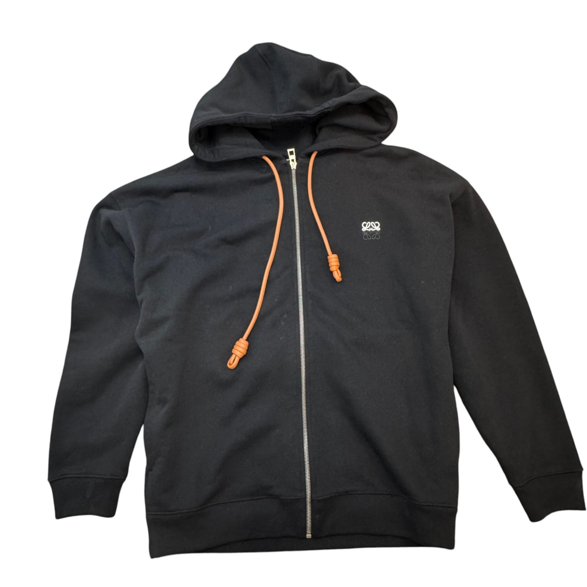 Men's Anagram Embroidered Zip Up Hoodie Black Size L - Photo 1