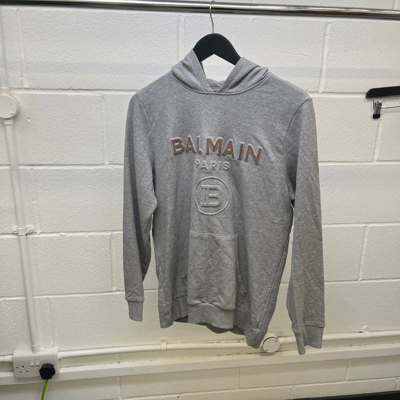 Men's Juniors Embossed Logo Hoodie Grey Size 16Y
