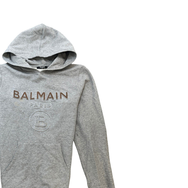 Men's Juniors Embossed Logo Hoodie Grey Size 16Y
