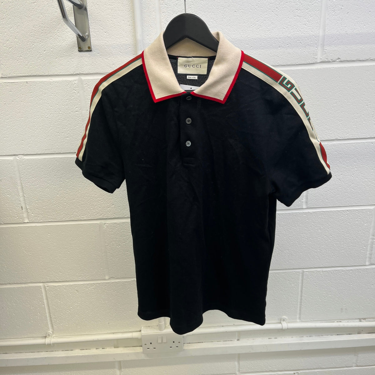 Men's Tape Logo Polo Shirt Black Size M - Photo 6