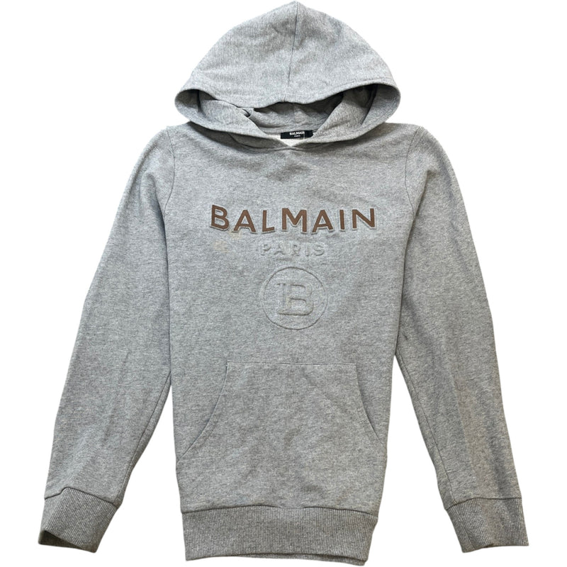 Men's Juniors Embossed Logo Hoodie Grey Size 16Y