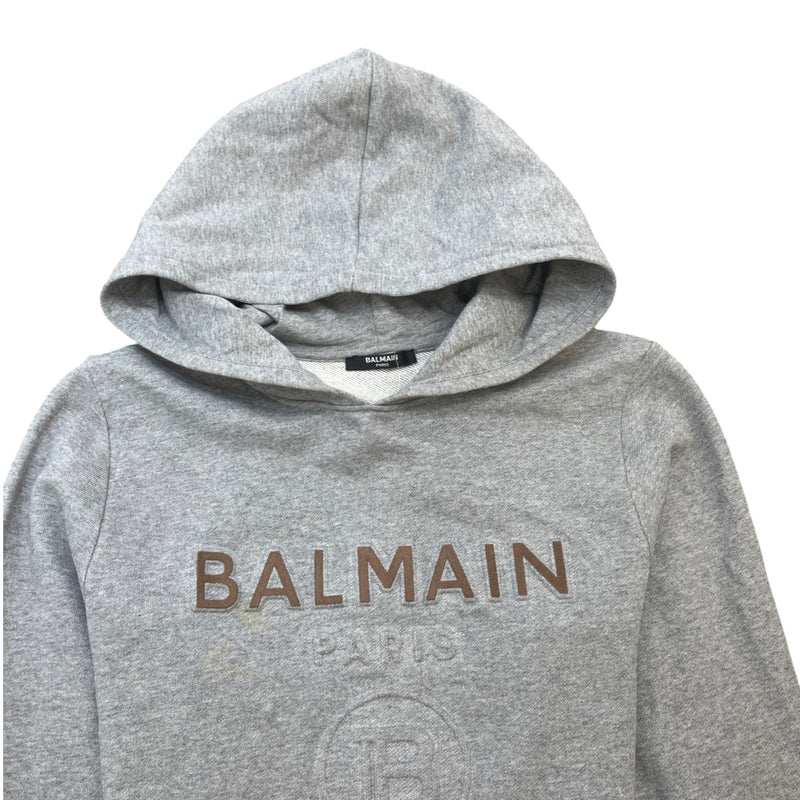 Men's Juniors Embossed Logo Hoodie Grey Size 16Y