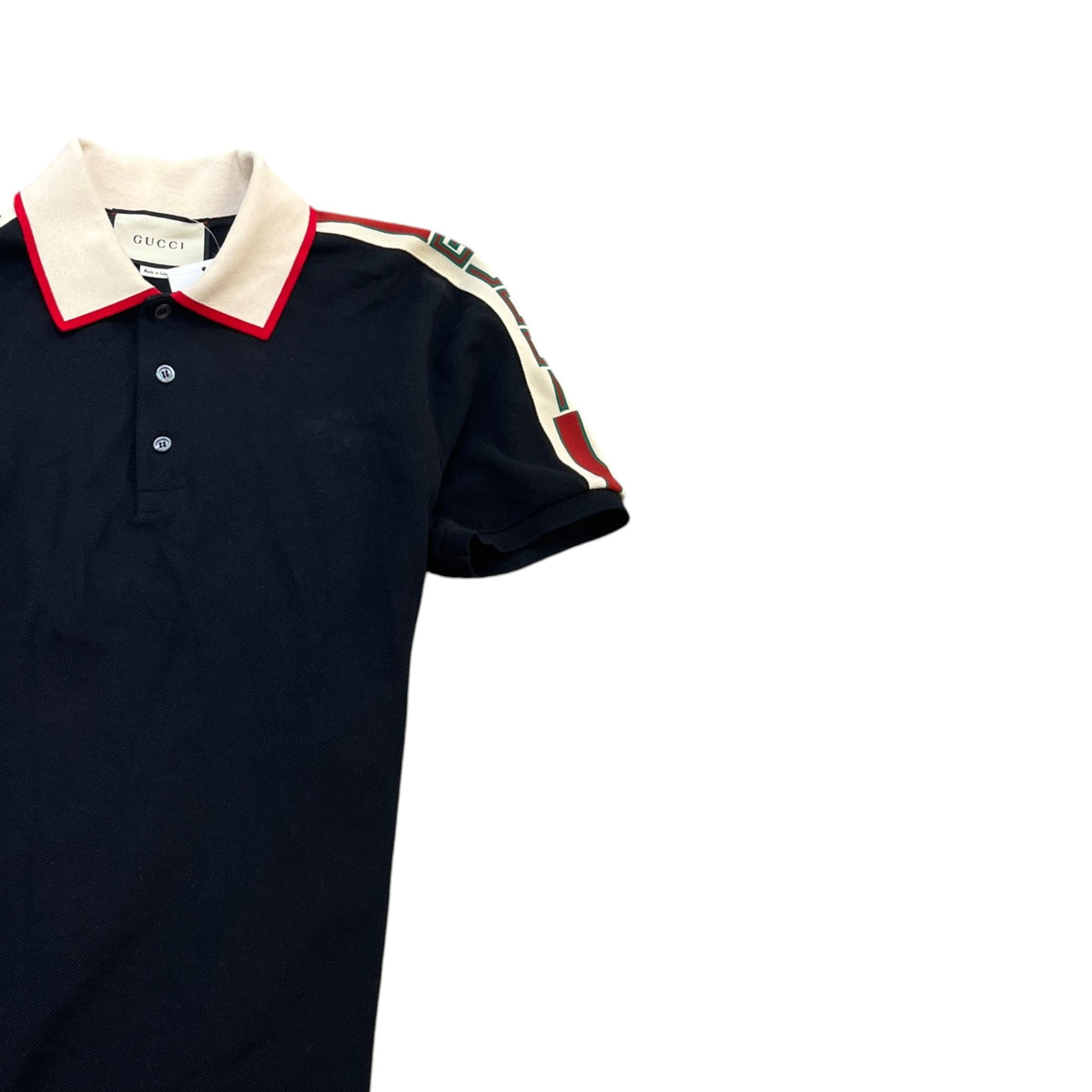 Men's Tape Logo Polo Shirt Black Size M - Photo 3