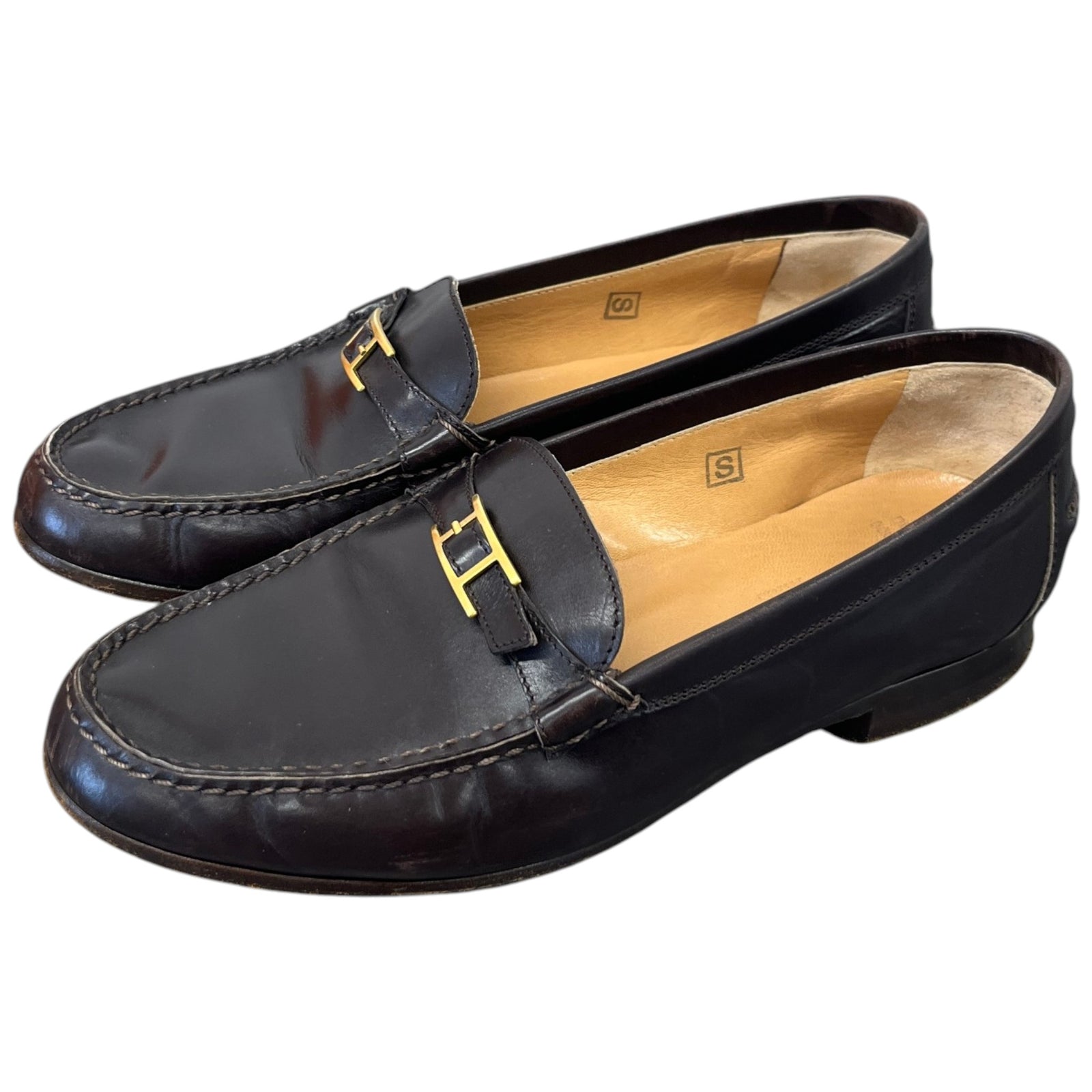 Hermes Women's Buckle Loafers Brown Size 2.5 - Photo 9