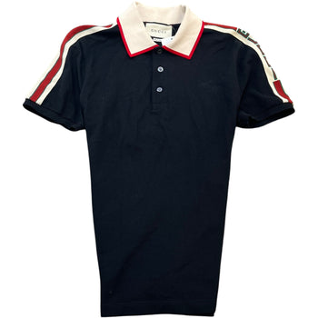 Men's Tape Logo Polo Shirt Black Size M