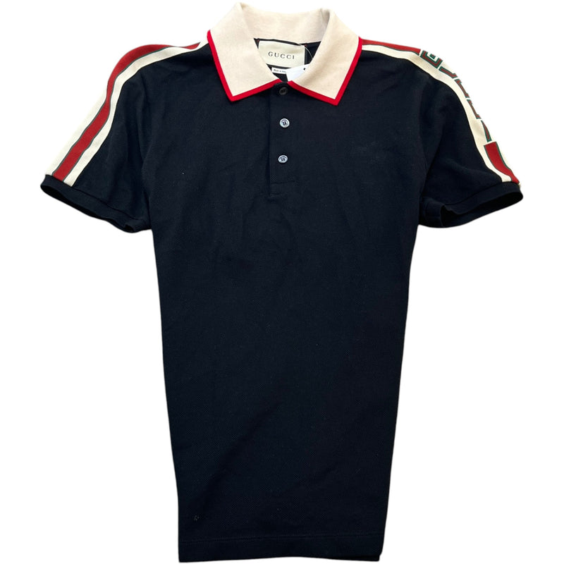 Men's Tape Logo Polo Shirt Black Size M