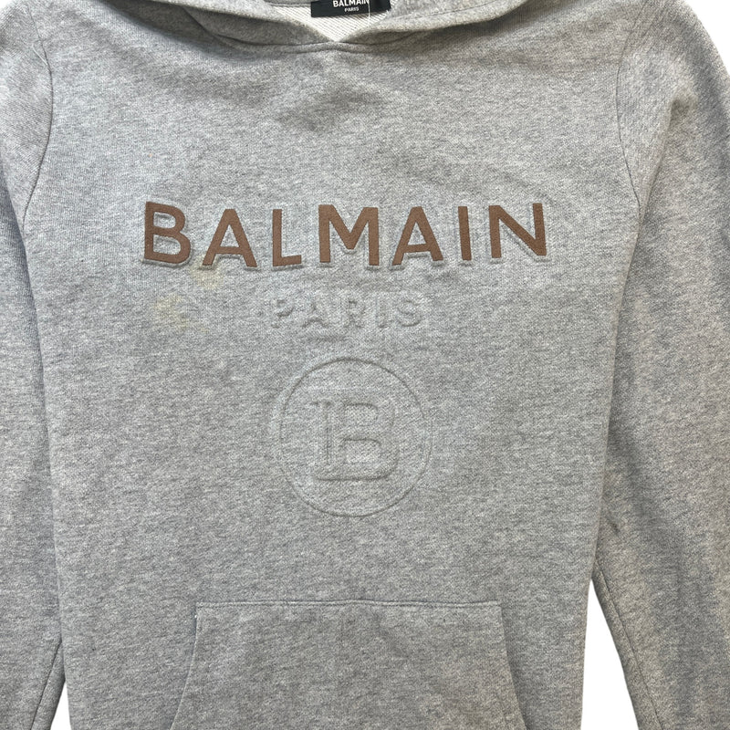 Men's Juniors Embossed Logo Hoodie Grey Size 16Y