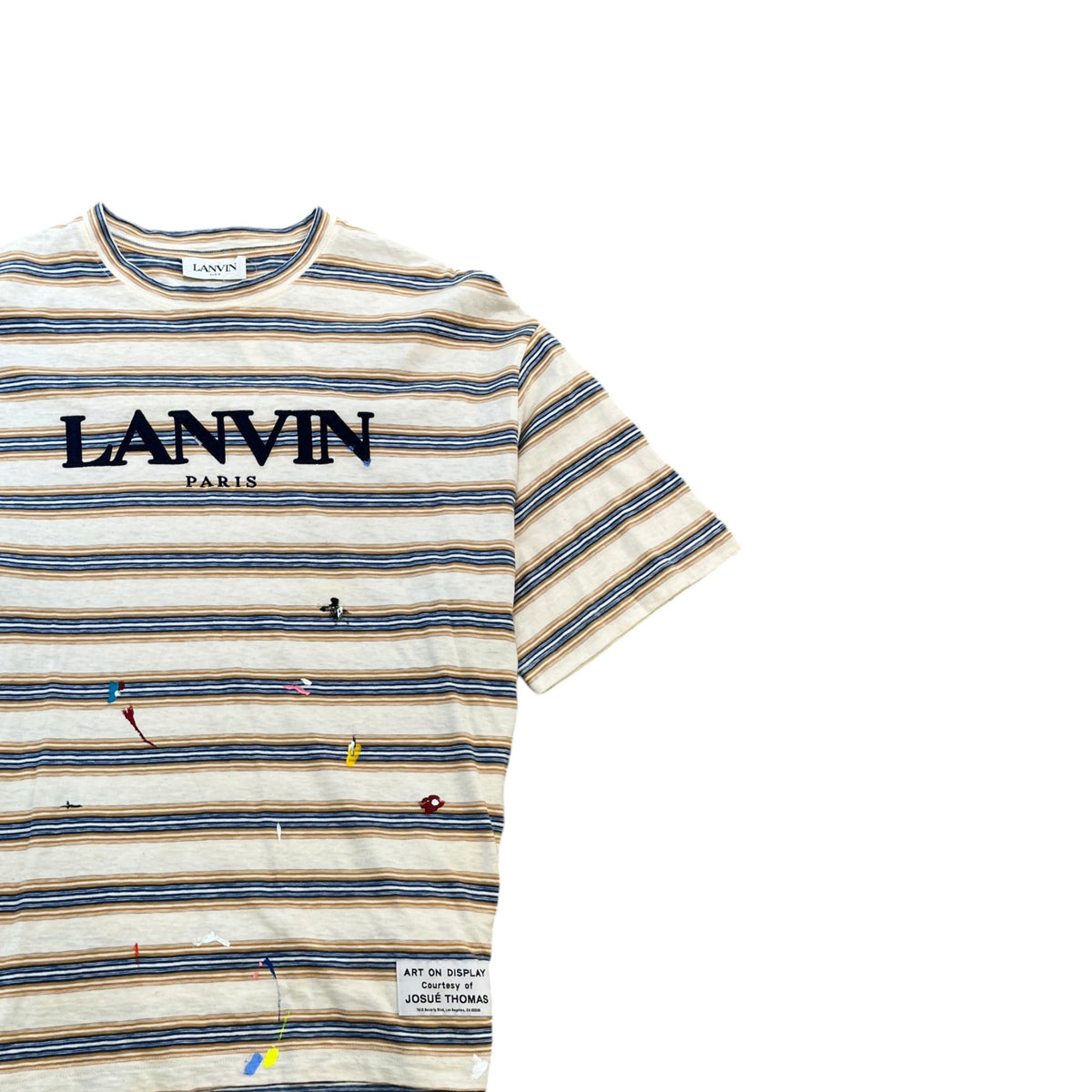 Men's Embroidered X Lanvin Paris T-Shirt Beige Size L - Photo 3