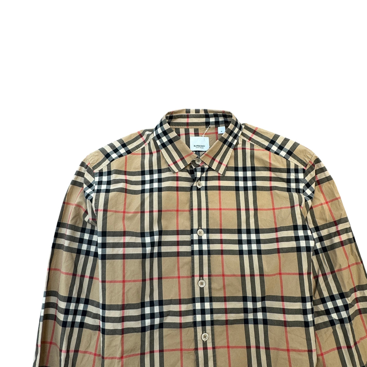 Men's Nova Check Long Sleeve Shirt Beige Size M - Photo 3